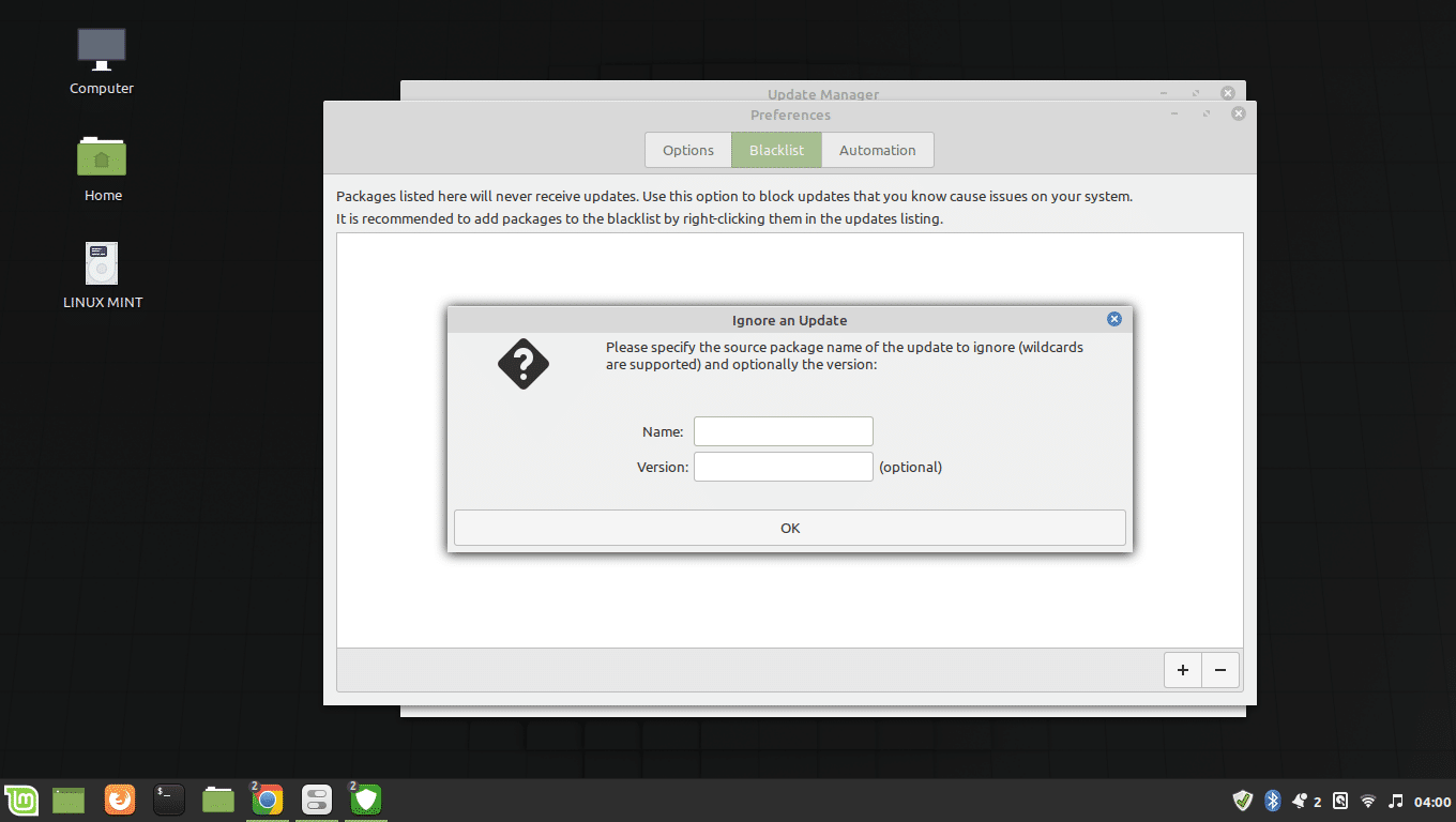 Blacklist specific package versions in Linux Mint