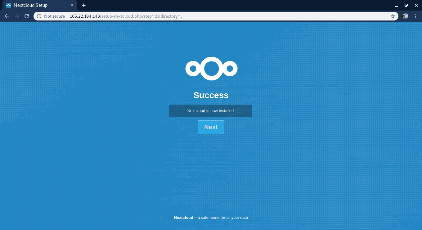 Nextcloud installation completed