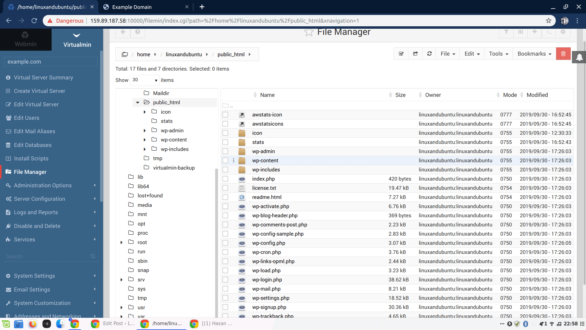 Virtualmin file manager