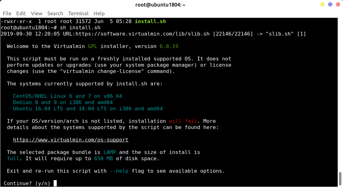 install virtualmin script