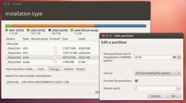 partition disc to dual boot windows and ubuntu