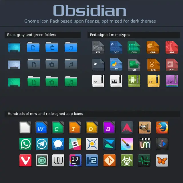 obsidian icon theme for linux