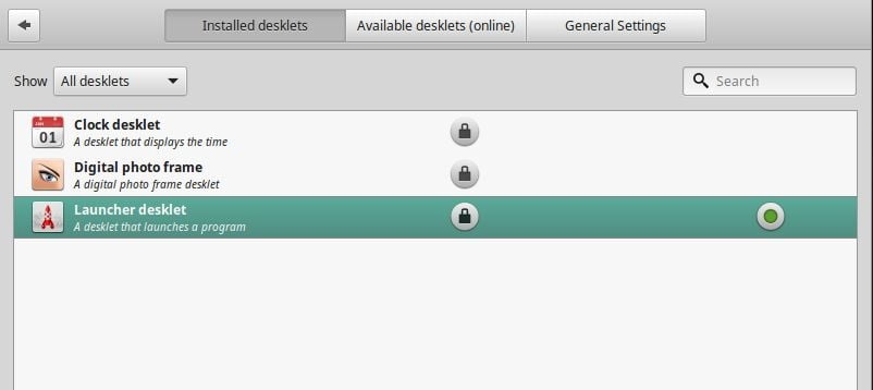 select desktop to appear them on linux mint desktop