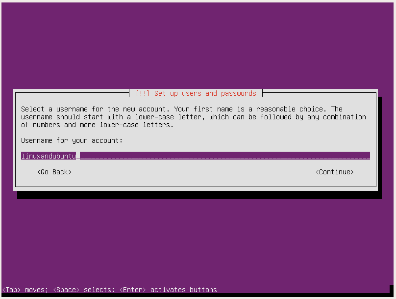select username for ubuntu server