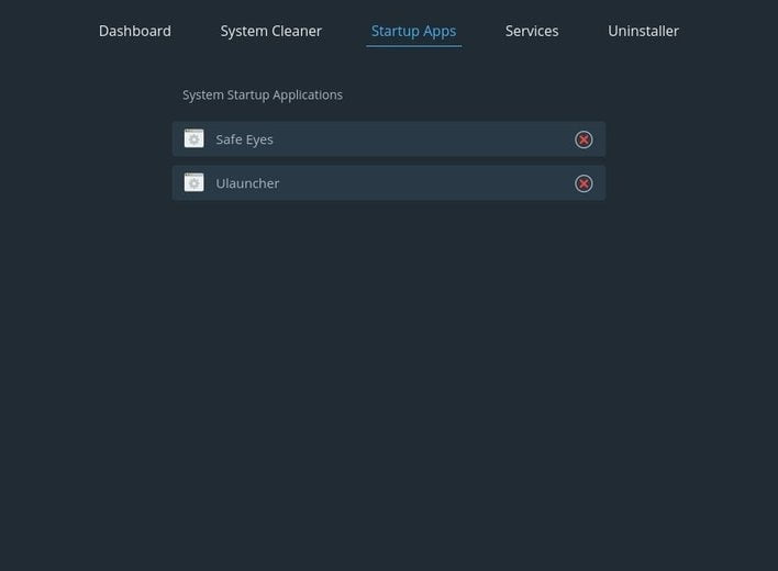 stacer system startup apps settings