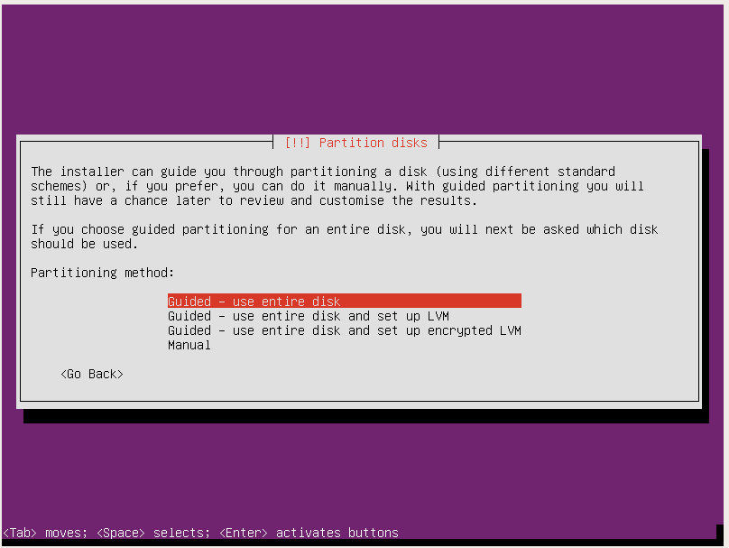 ubuntu server setup guided partition
