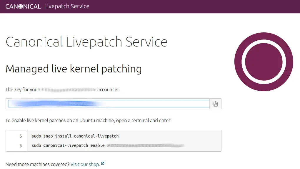 Canonical Livepatch service token