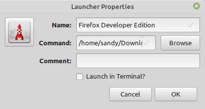 Create firefox developer edition launcher