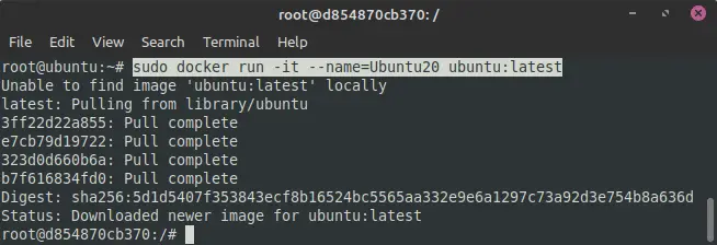 Create docker container on Ubuntu