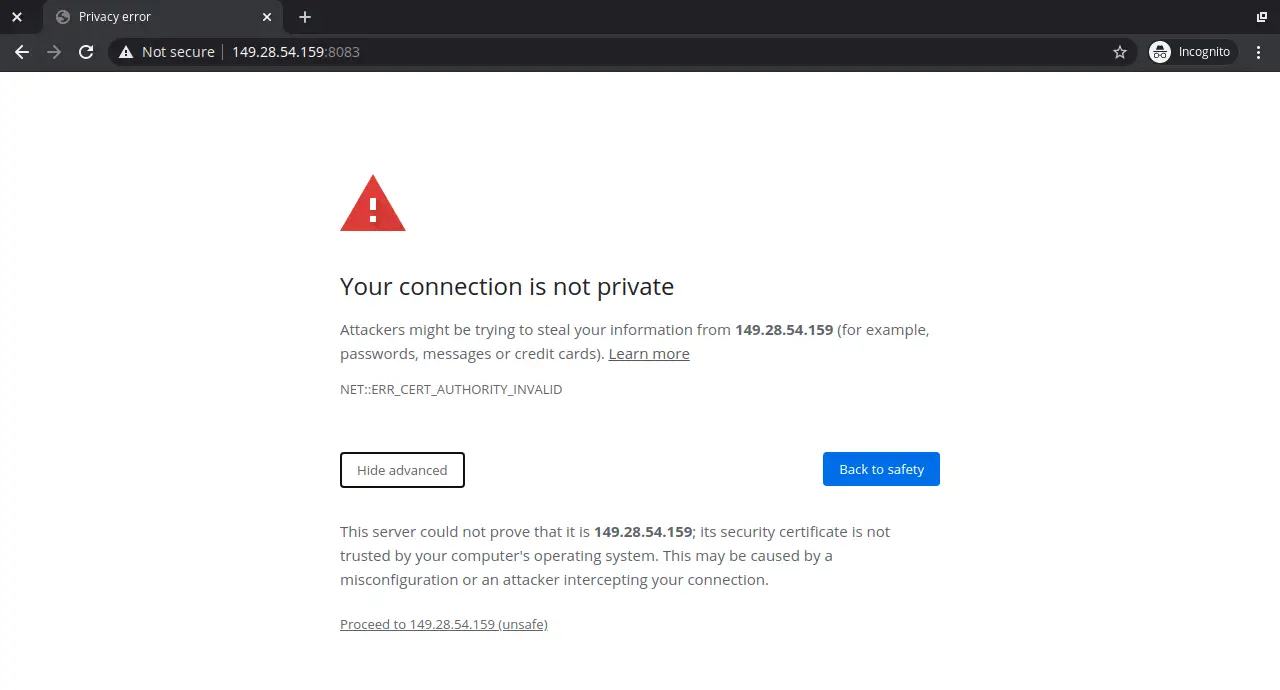 HTTPS connection not secure warning