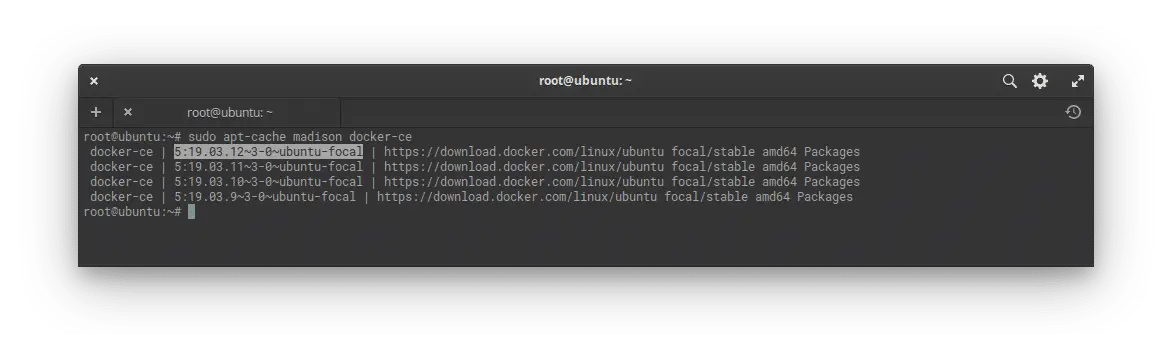 List docker versions install docker on ubuntu