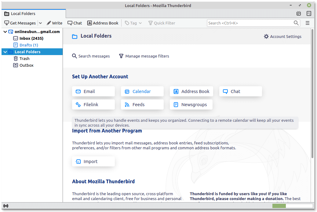 Thunderbird Calendar support