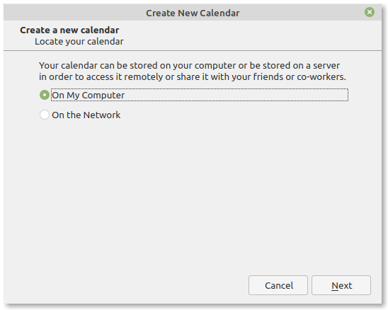 Thunderbird create new calendar