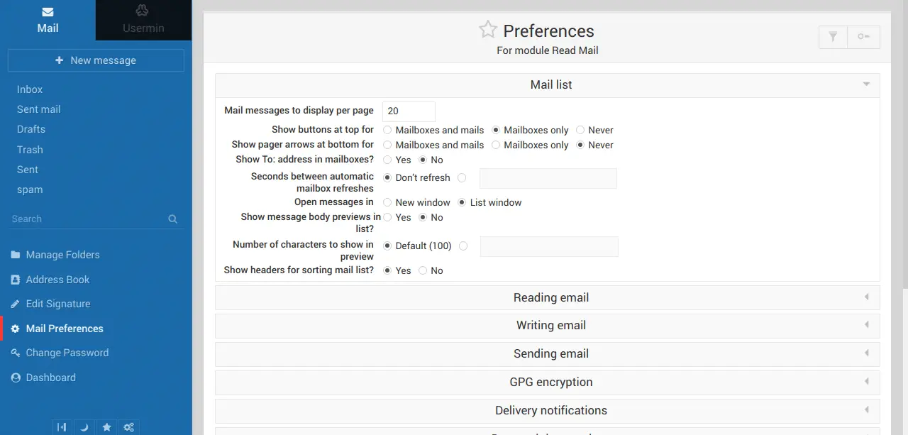 Email preferences