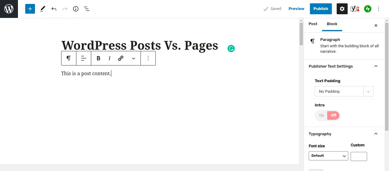 WordPress posts Vs pages