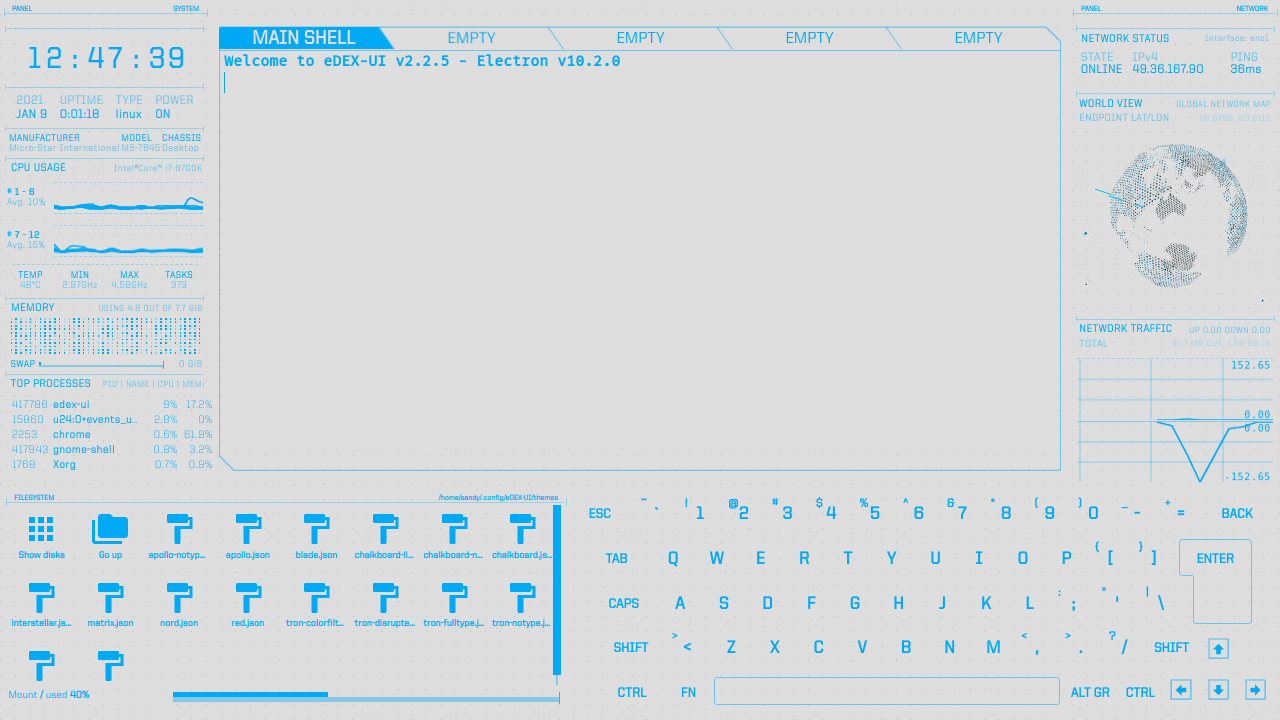 eDEX UI intersteller theme