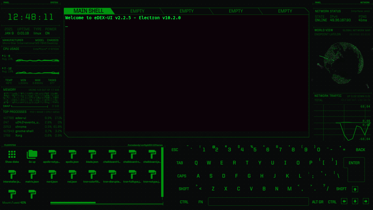eDEX UI matrix theme