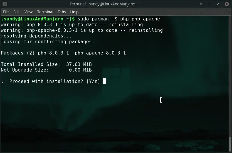 Install PHP and Apache in Manjaro