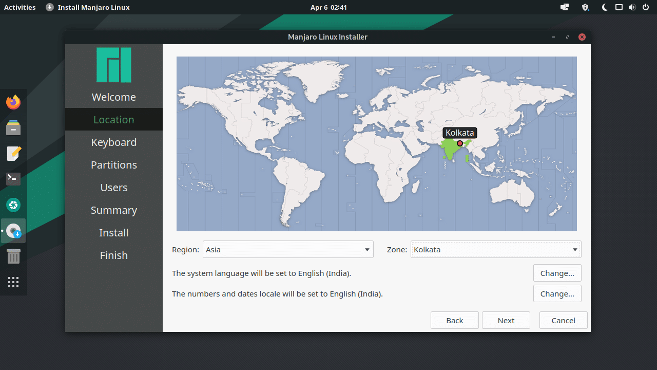 Calamares select location