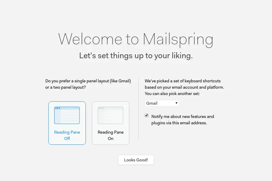 Mailspring pane setting