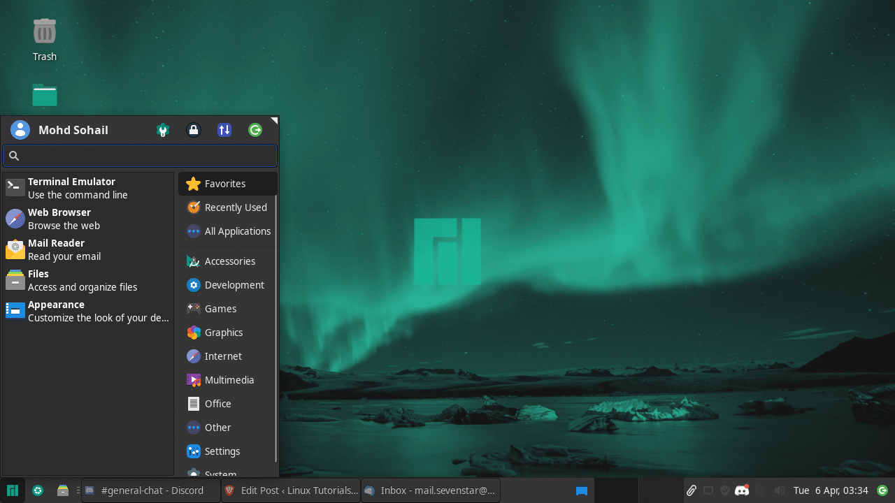 Manjaro xfce start menu