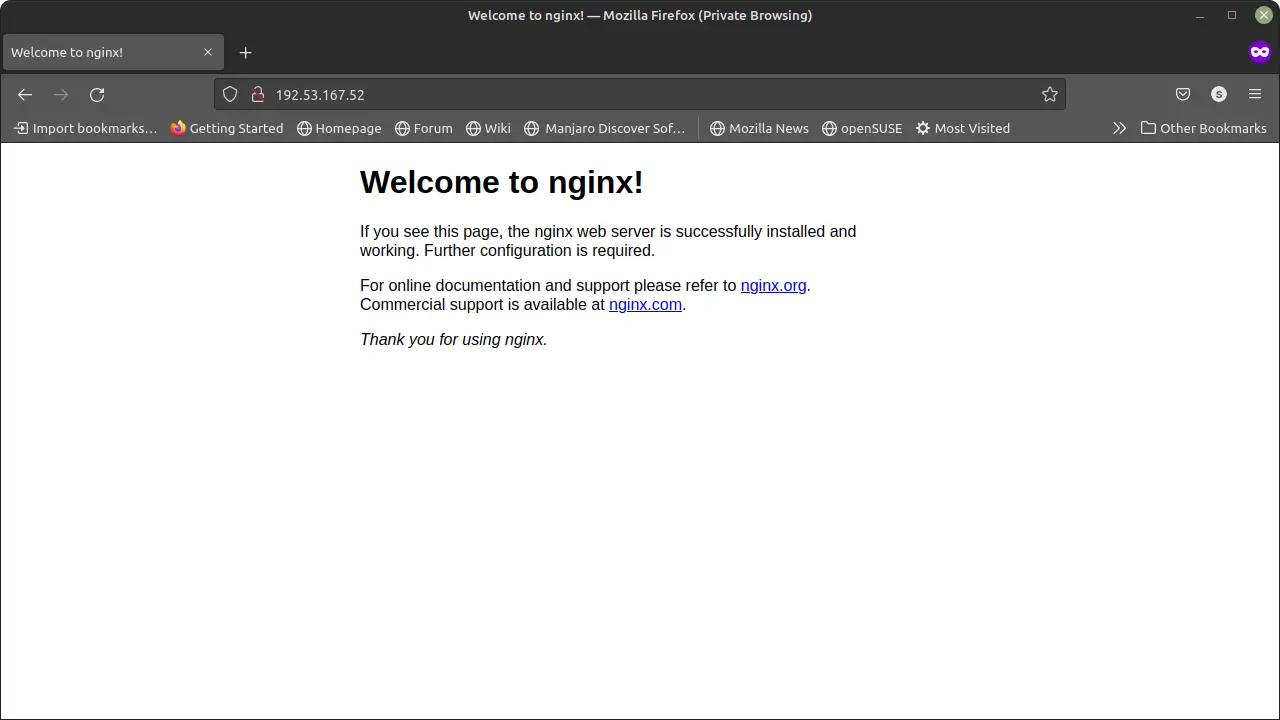 Nginx server default page
