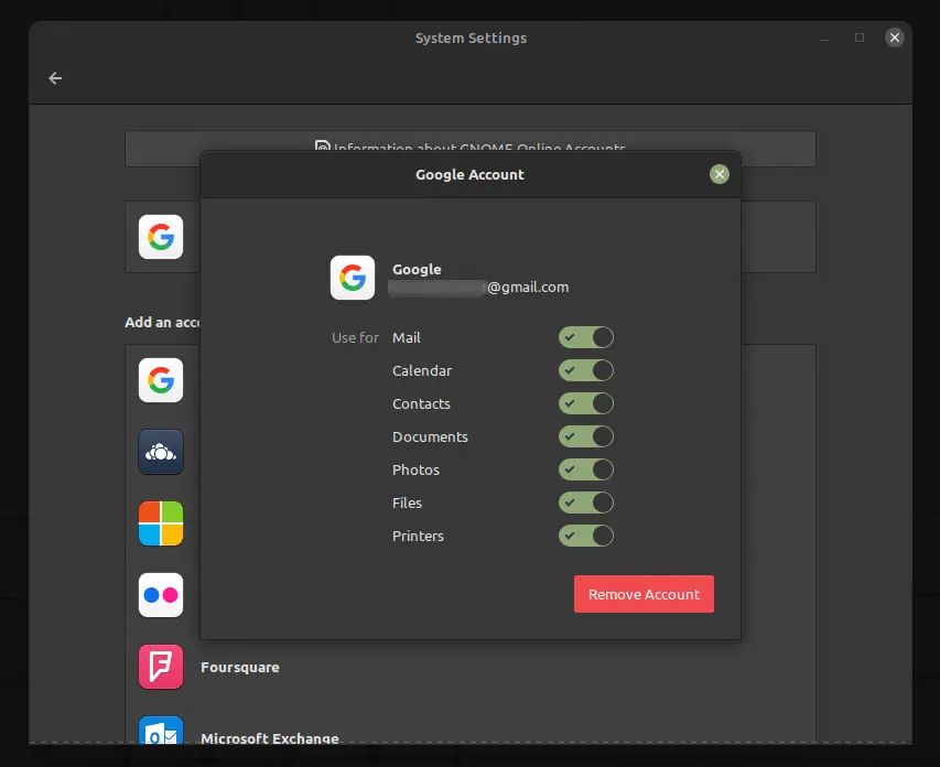 Connect Google accounts with Linux Mint