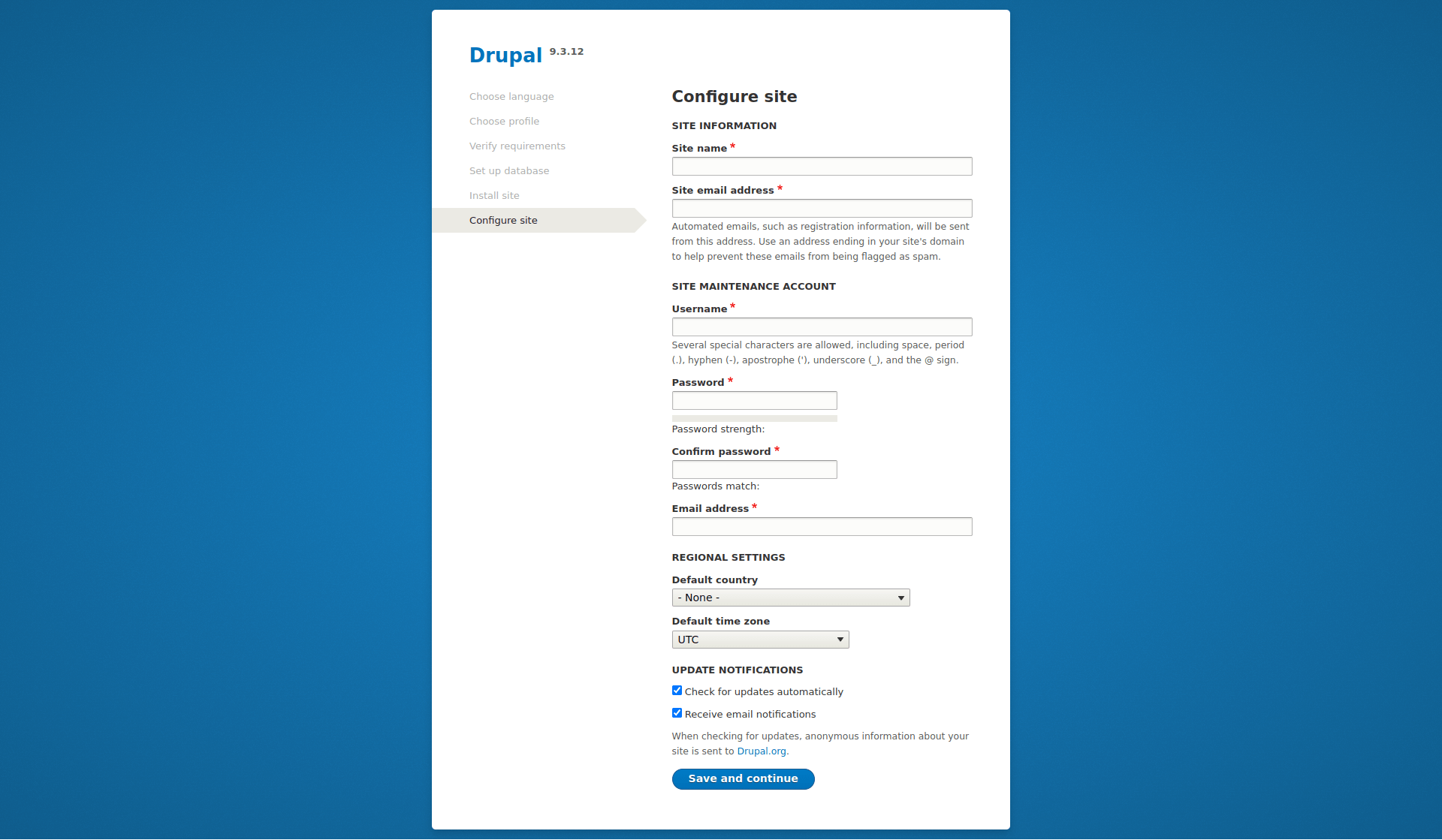 Configure site Drupal