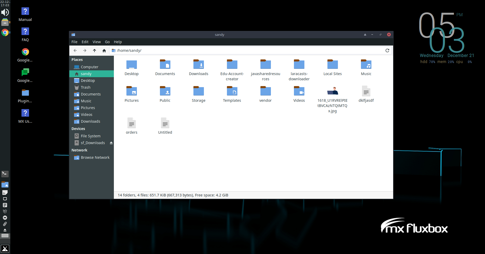 MX Linux file manager